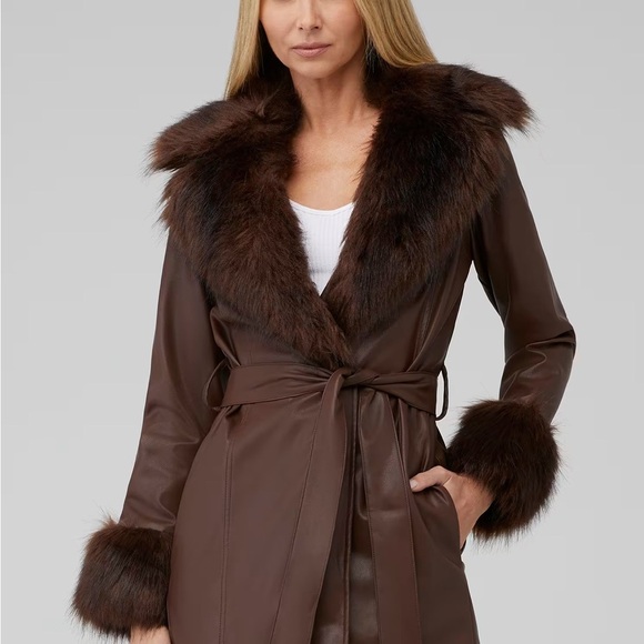 Show Me Your MuMu Jackets & Blazers - Show Me Your Mumu Faux Leather Fur Trim Coat Medium Missing Belt